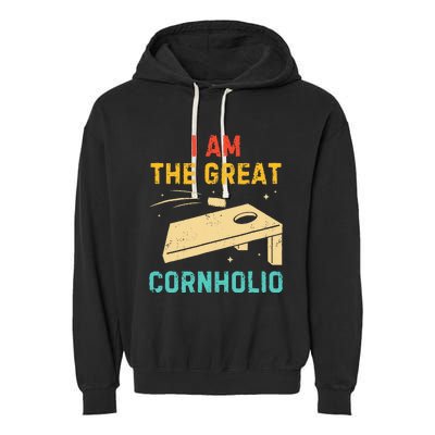 I Am The Great Cornholio Funny Bean Bag Toss Lover Garment-Dyed Fleece Hoodie