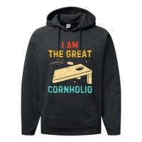 I Am The Great Cornholio Funny Bean Bag Toss Lover Performance Fleece Hoodie