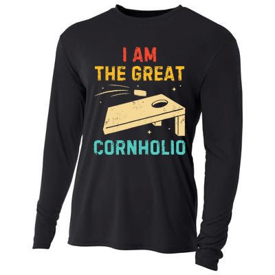 I Am The Great Cornholio Funny Bean Bag Toss Lover Cooling Performance Long Sleeve Crew