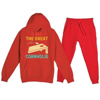 I Am The Great Cornholio Funny Bean Bag Toss Lover Premium Hooded Sweatsuit Set