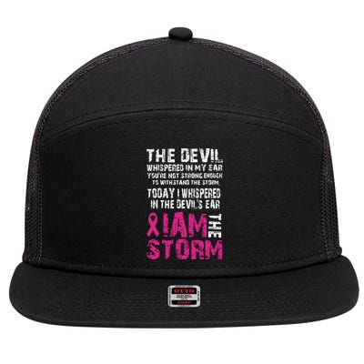 I Am The Storm Breast Cancer Awareness 7 Panel Mesh Trucker Snapback Hat