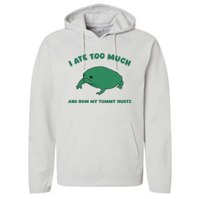 I Ate Too Much And My Tummy Hurts Performance Fleece Hoodie