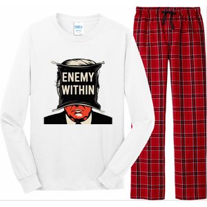 I Am The Enemy Within Pun Harris And Trump Long Sleeve Pajama Set