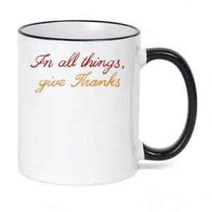 In All Things Give Thanks Thanksgiving Inspirational 11oz Black Color Changing Mug