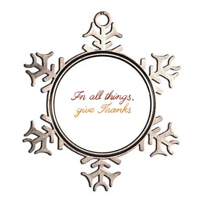 In All Things Give Thanks Thanksgiving Inspirational Metallic Star Ornament