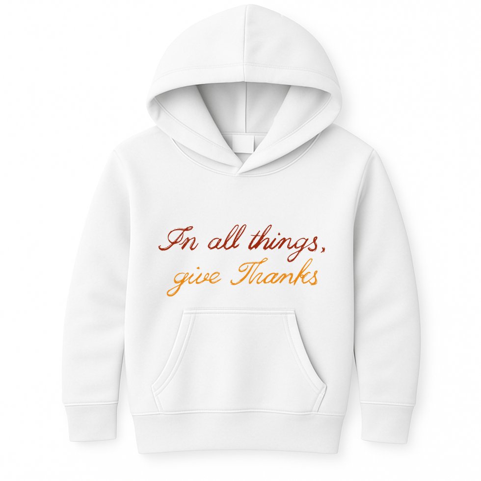 In All Things Give Thanks Thanksgiving Inspirational Kids Hoodie
