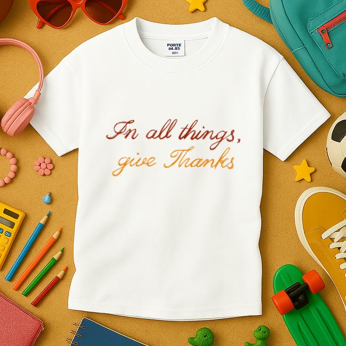 In All Things Give Thanks Thanksgiving Inspirational Kids T-Shirt