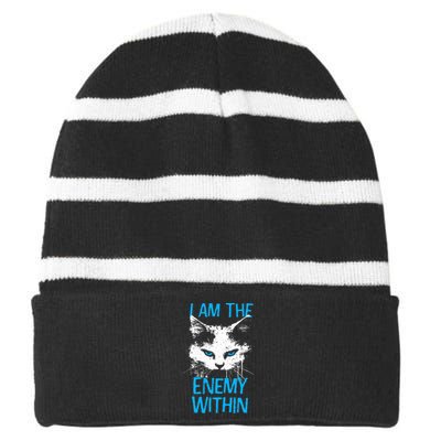 I Am The Enemy Within Kamala Harris 2024 Merch Striped Beanie with Solid Band