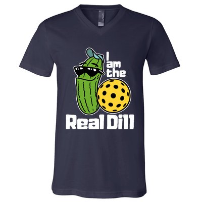 I Am The Real Dill Funny Pickleball Paddleball V-Neck T-Shirt