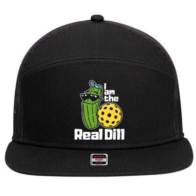 I Am The Real Dill Funny Pickleball Paddleball 7 Panel Mesh Trucker Snapback Hat