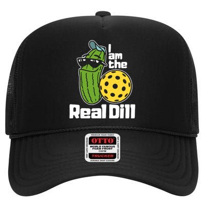 I Am The Real Dill Funny Pickleball Paddleball High Crown Mesh Back Trucker Hat