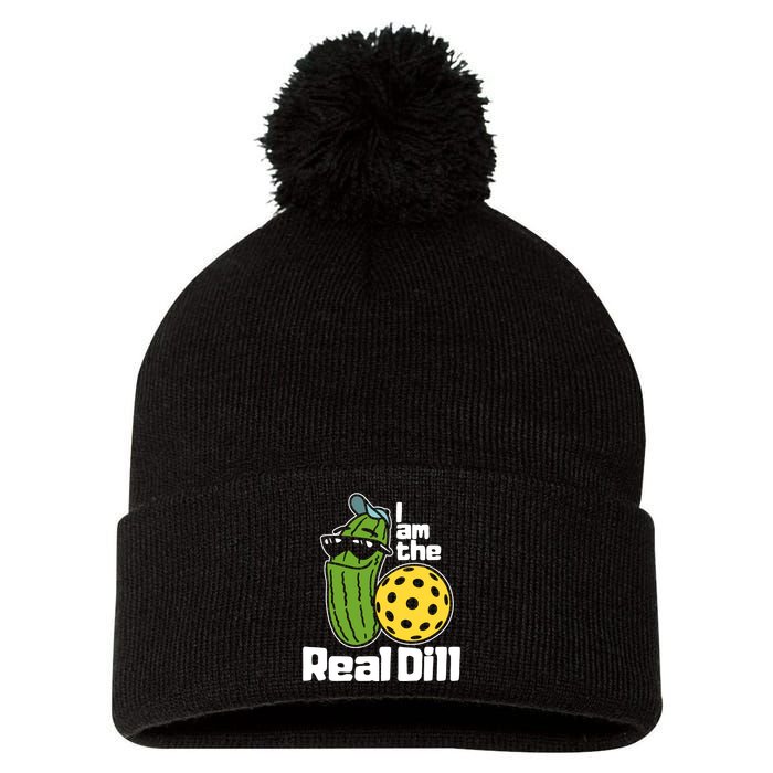 I Am The Real Dill Funny Pickleball Paddleball Pom Pom 12in Knit Beanie