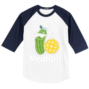 I Am The Real Dill Funny Pickleball Paddleball Baseball Sleeve Shirt