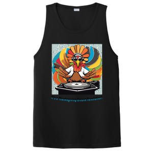 Its A Thanksgiving Groove Revolution Funny Thanksgiving Dj Turkey Funny Turkey PosiCharge Competitor Tank