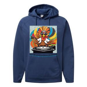 Its A Thanksgiving Groove Revolution Funny Thanksgiving Dj Turkey Funny Turkey Performance Fleece Hoodie