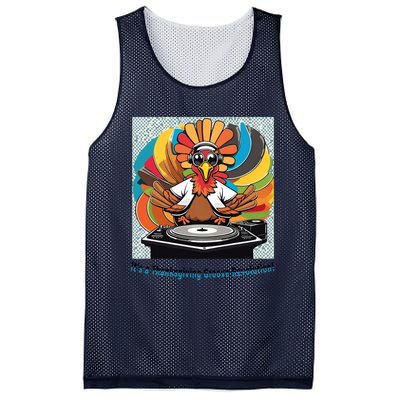 Its A Thanksgiving Groove Revolution Funny Thanksgiving Dj Turkey Funny Turkey Mesh Reversible Basketball Jersey Tank