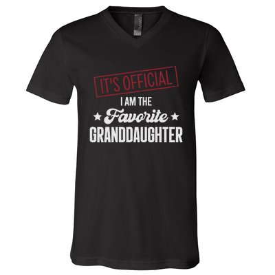 I Am The Favorite Granddaughter Funny V-Neck T-Shirt