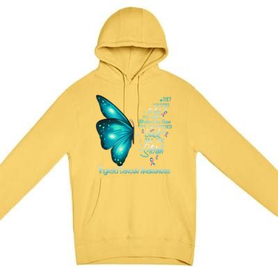 I Am The Storm Thyroid Cancer Awareness Butterfly Gift Premium Pullover Hoodie