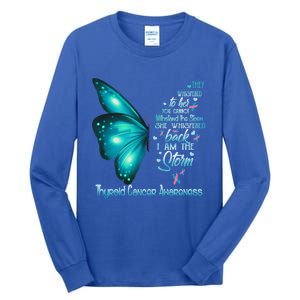 I Am The Storm Thyroid Cancer Awareness Butterfly Gift Tall Long Sleeve T-Shirt