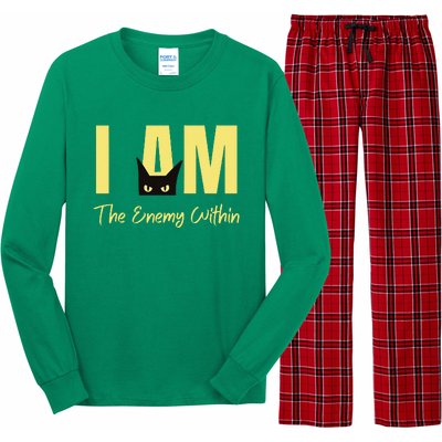 I Am The Enemy Within Kamala Harris Walz 2024 Merch Commala Long Sleeve Pajama Set