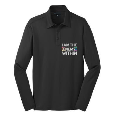 I Am The Enemy Within Lgbt Pride Gay Kamala Harris Merch Silk Touch Performance Long Sleeve Polo