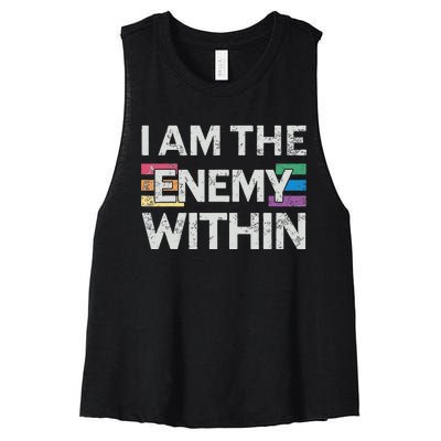 I Am The Enemy Within Lgbt Pride Gay Kamala Harris Merch Women's Racerback Cropped Tank