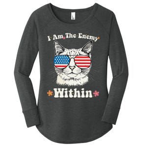 I Am The Enemy Within Cat Kamala Harris 2024 Groovy Kitty Women's Perfect Tri Tunic Long Sleeve Shirt