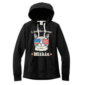 I Am The Enemy Within Cat Kamala Harris 2024 Groovy Kitty Women's Fleece Hoodie