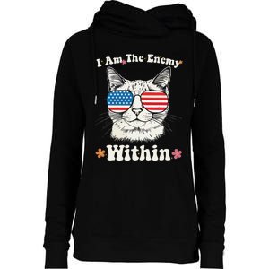 I Am The Enemy Within Cat Kamala Harris 2024 Groovy Kitty Womens Funnel Neck Pullover Hood