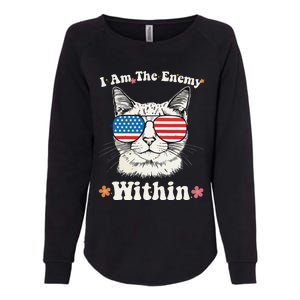 I Am The Enemy Within Cat Kamala Harris 2024 Groovy Kitty Womens California Wash Sweatshirt