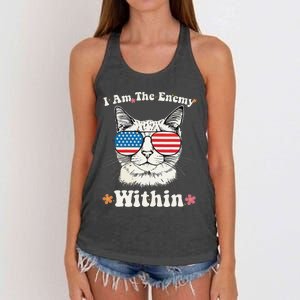 I Am The Enemy Within Cat Kamala Harris 2024 Groovy Kitty Women's Knotted Racerback Tank