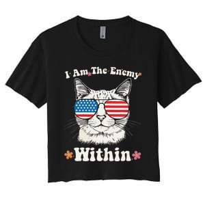 I Am The Enemy Within Cat Kamala Harris 2024 Groovy Kitty Women's Crop Top Tee