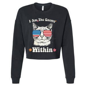 I Am The Enemy Within Cat Kamala Harris 2024 Groovy Kitty Cropped Pullover Crew