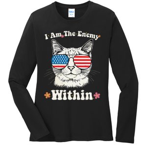 I Am The Enemy Within Cat Kamala Harris 2024 Groovy Kitty Ladies Long Sleeve Shirt