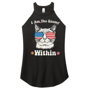 I Am The Enemy Within Cat Kamala Harris 2024 Groovy Kitty Women's Perfect Tri Rocker Tank