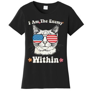 I Am The Enemy Within Cat Kamala Harris 2024 Groovy Kitty Women's T-Shirt