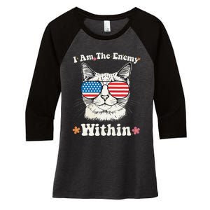 I Am The Enemy Within Cat Kamala Harris 2024 Groovy Kitty Women's Tri-Blend 3/4-Sleeve Raglan Shirt