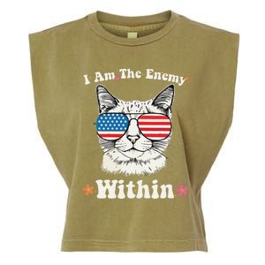 I Am The Enemy Within Cat Kamala Harris 2024 Groovy Kitty Garment-Dyed Women's Muscle Tee