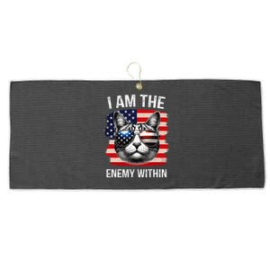 I Am The Enemy Within Funny Cat Quote Sarcastic Humor Large Microfiber Waffle Golf Towel