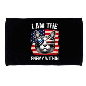 I Am The Enemy Within Funny Cat Quote Sarcastic Humor Microfiber Hand Towel