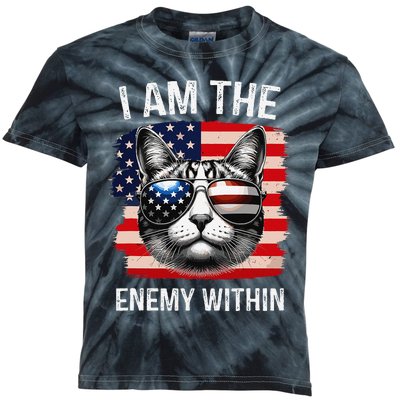 I Am The Enemy Within Funny Cat Quote Sarcastic Humor Kids Tie-Dye T-Shirt