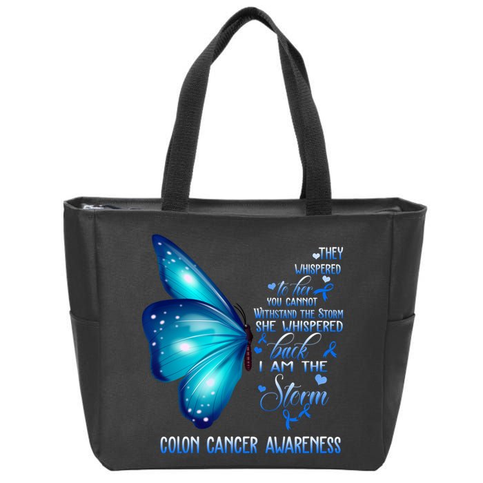 I Am The Storm Colon Cancer Awareness Butterfly Zip Tote Bag