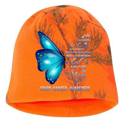 I Am The Storm Colon Cancer Awareness Butterfly Kati - Camo Knit Beanie