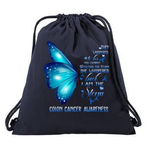 I Am The Storm Colon Cancer Awareness Butterfly Drawstring Bag