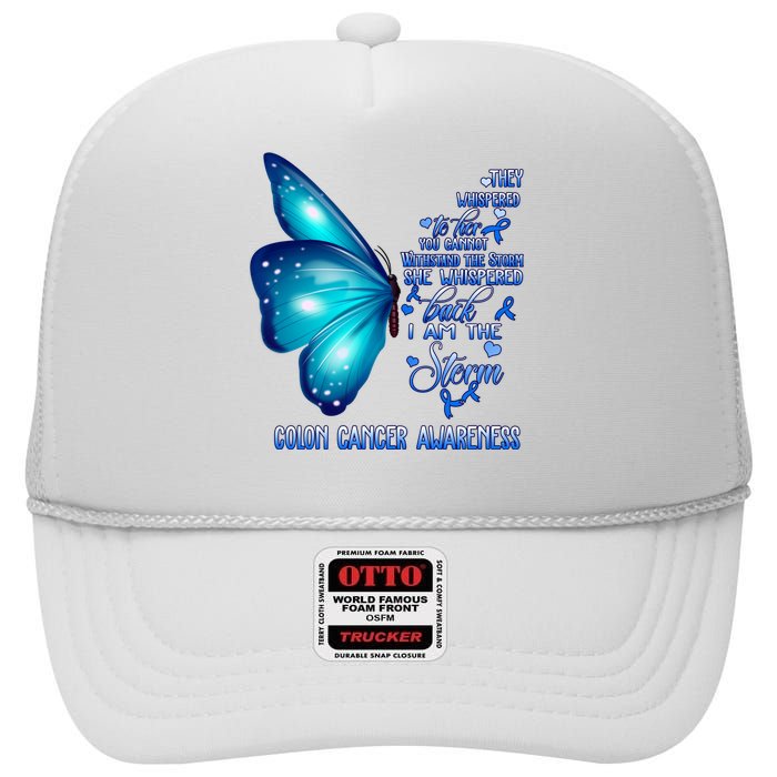 I Am The Storm Colon Cancer Awareness Butterfly High Crown Mesh Back Trucker Hat