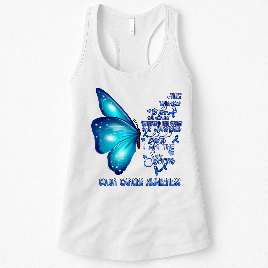 I Am The Storm Colon Cancer Awareness Butterfly Womens Tank Top