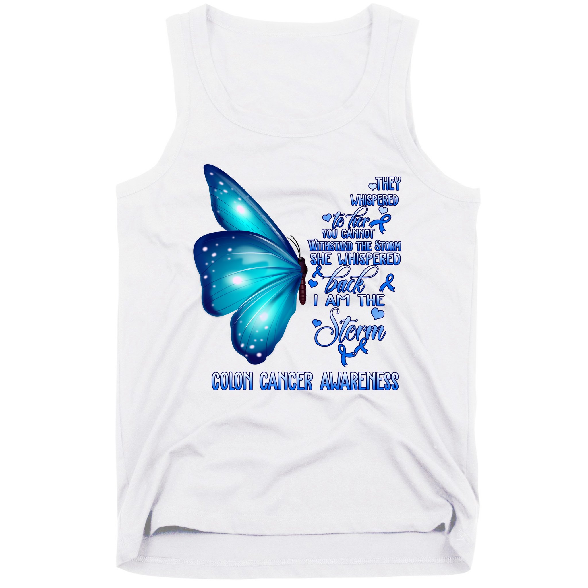 I Am The Storm Colon Cancer Awareness Butterfly Tank Top