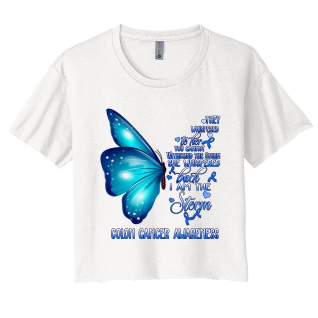 I Am The Storm Colon Cancer Awareness Butterfly Crop Top