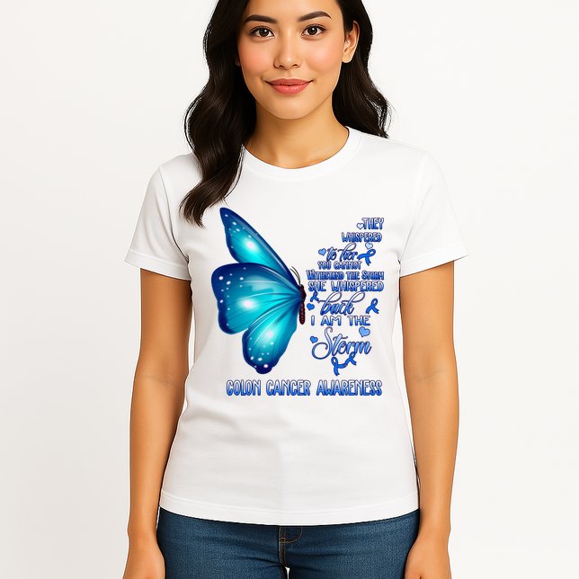 I Am The Storm Colon Cancer Awareness Butterfly Womens T-Shirt