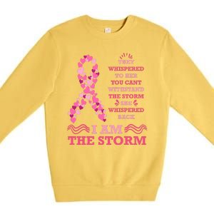 I Am The Storm Breast Cancer Ribbon Premium Crewneck Sweatshirt